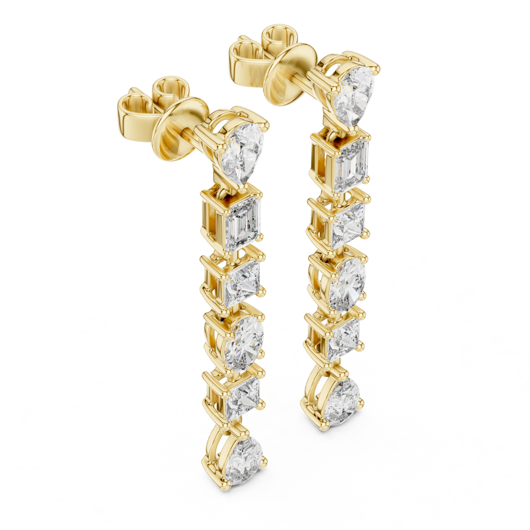 Multi-Cut Vertical Diamond Drop Earrings