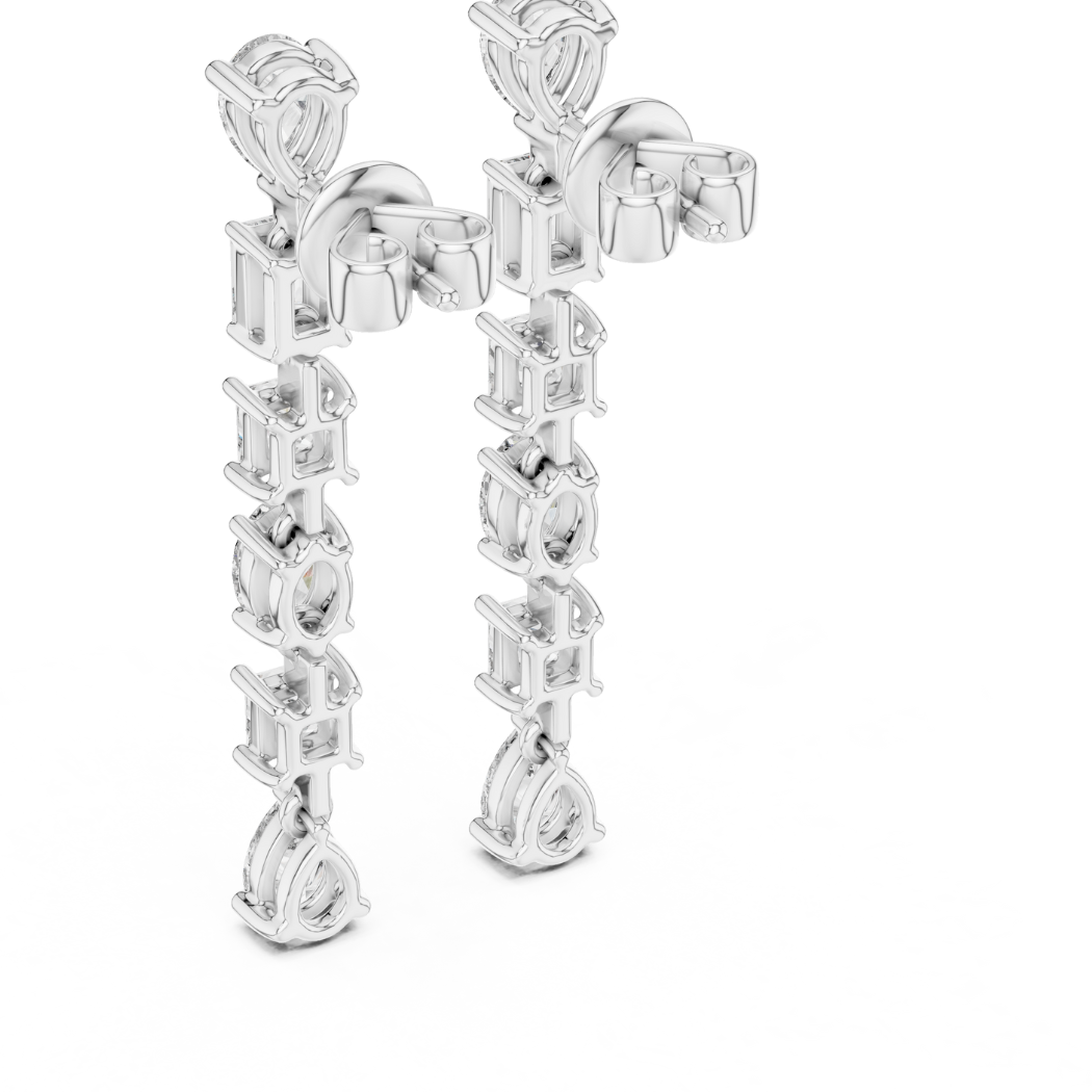 Multi-Cut Vertical Diamond Drop Earrings
