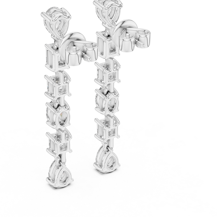 Multi-Cut Vertical Diamond Drop Earrings