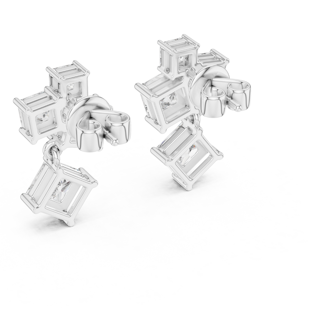 Geometric Radiance Princess Cut Dangle Earrings