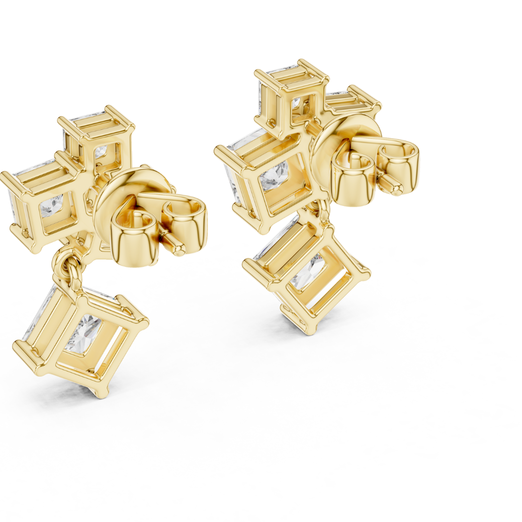 Geometric Radiance Princess Cut Dangle Earrings