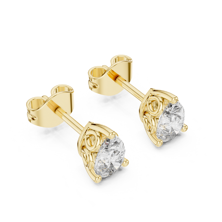 Regal Filigree Round Diamond Stud Earrings