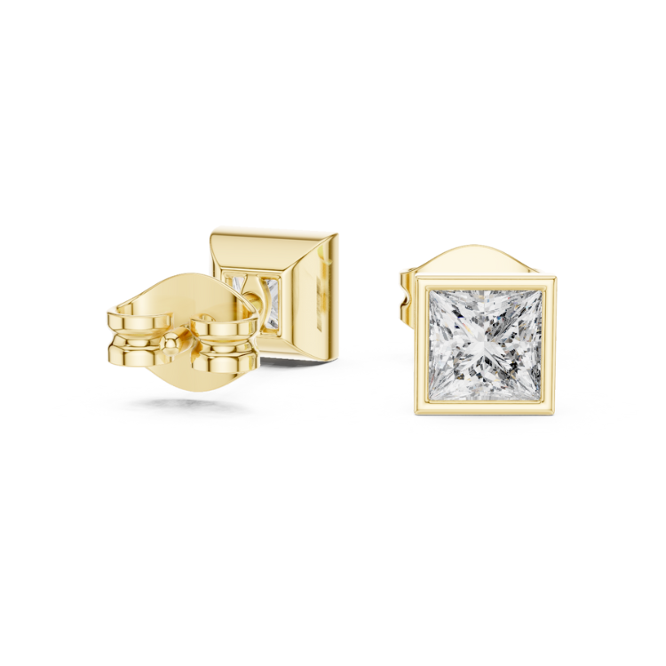 Modern Princess-Cut Diamond Stud Earrings