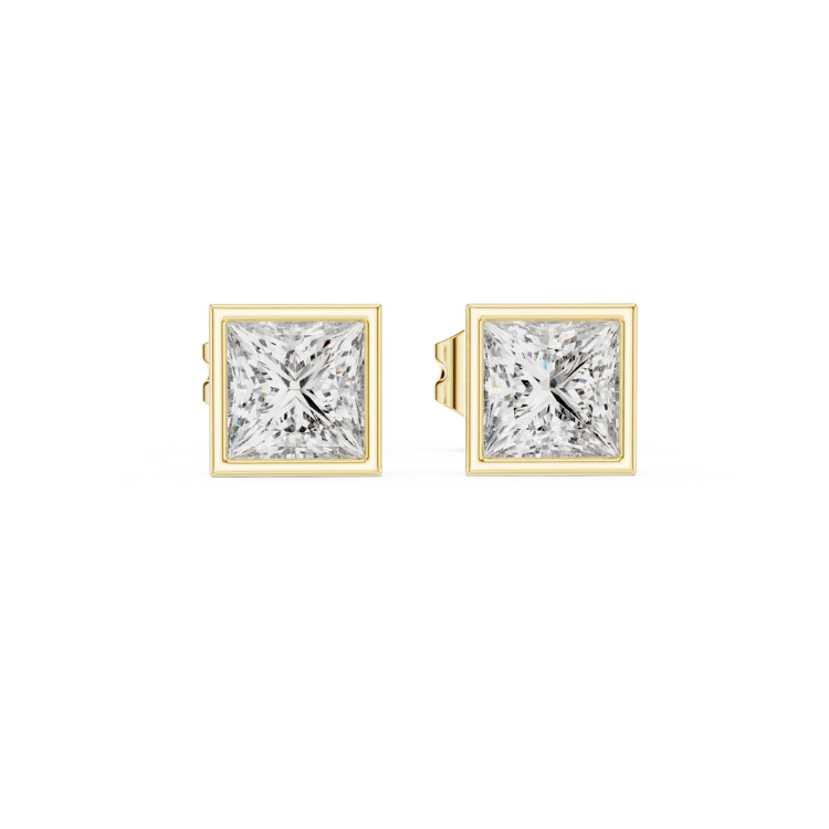 Modern Princess-Cut Diamond Stud Earrings