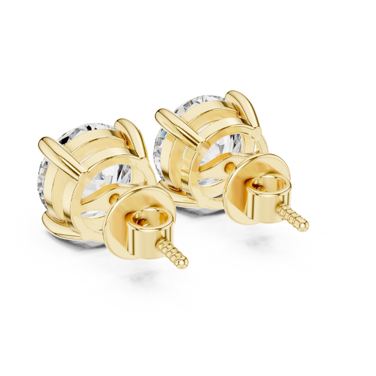 Round Solitaire Diamond Stud Earrings