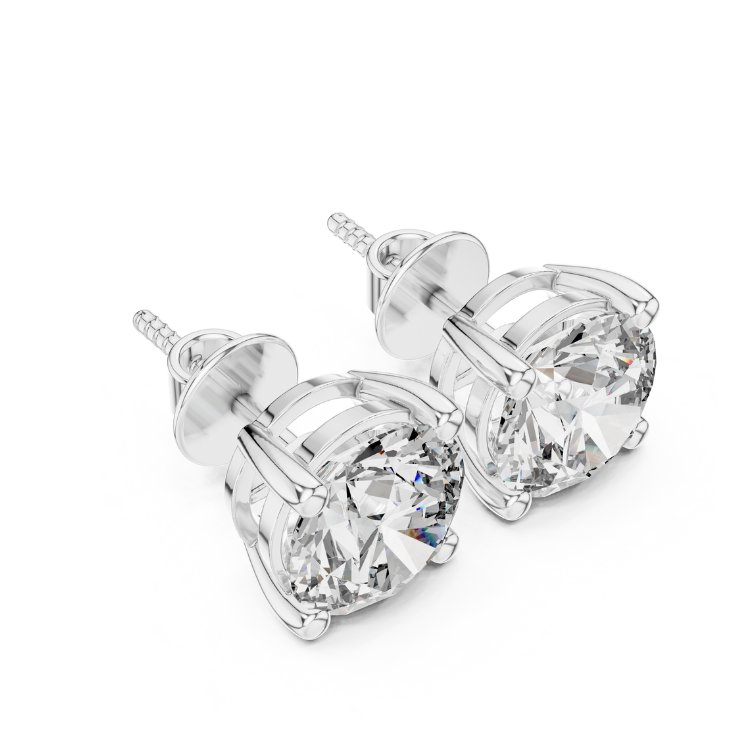 Round Solitaire Diamond Stud Earrings