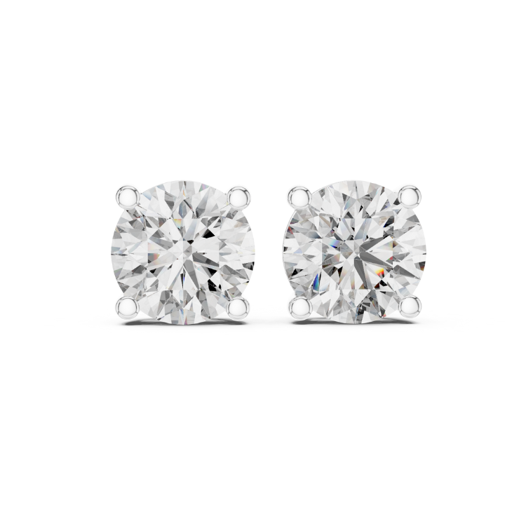 Round Solitaire Diamond Stud Earrings