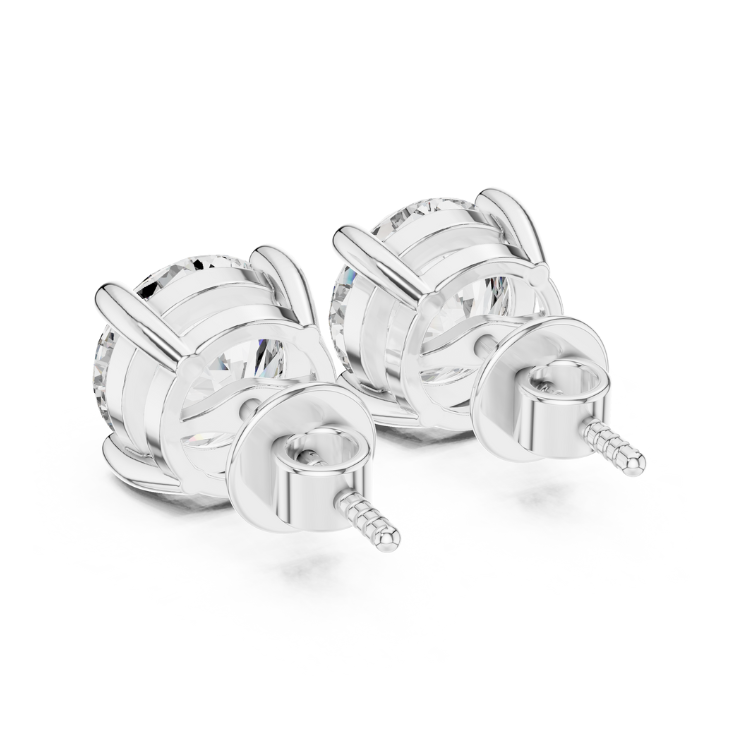 Round Solitaire Diamond Stud Earrings