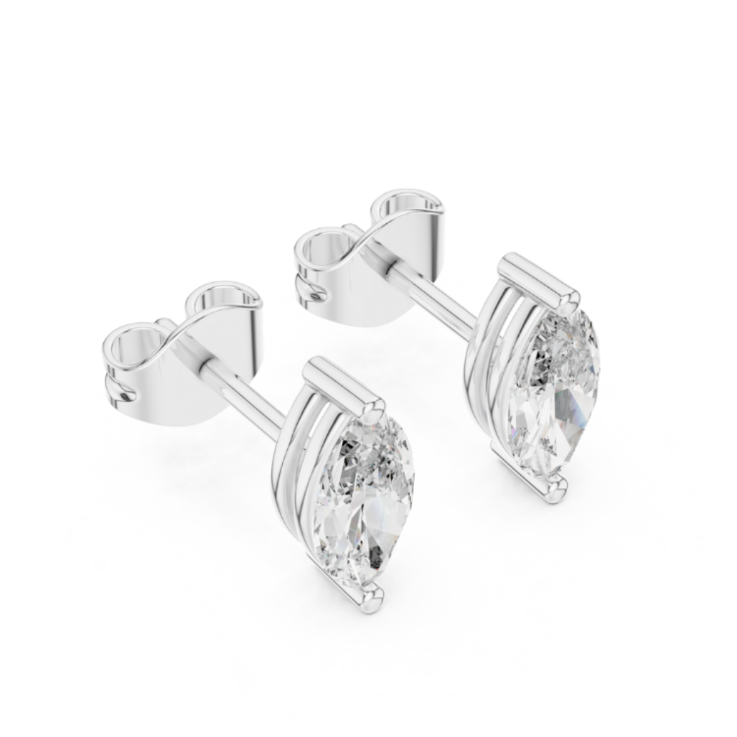Elegant Marquise-Cut Diamond Stud Earrings