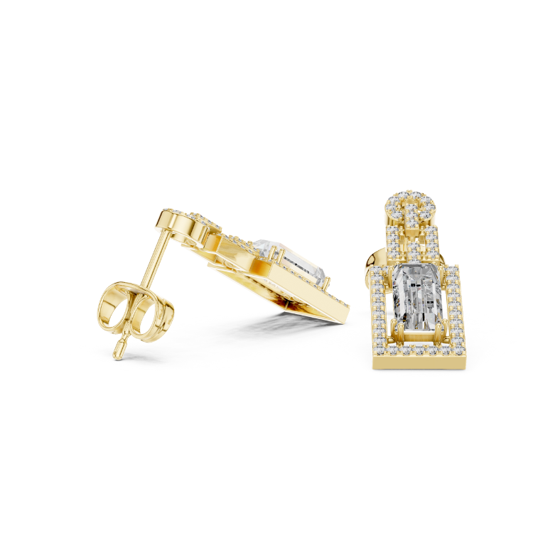 Art Deco Emerald-Cut Diamond Drop Earrings i
