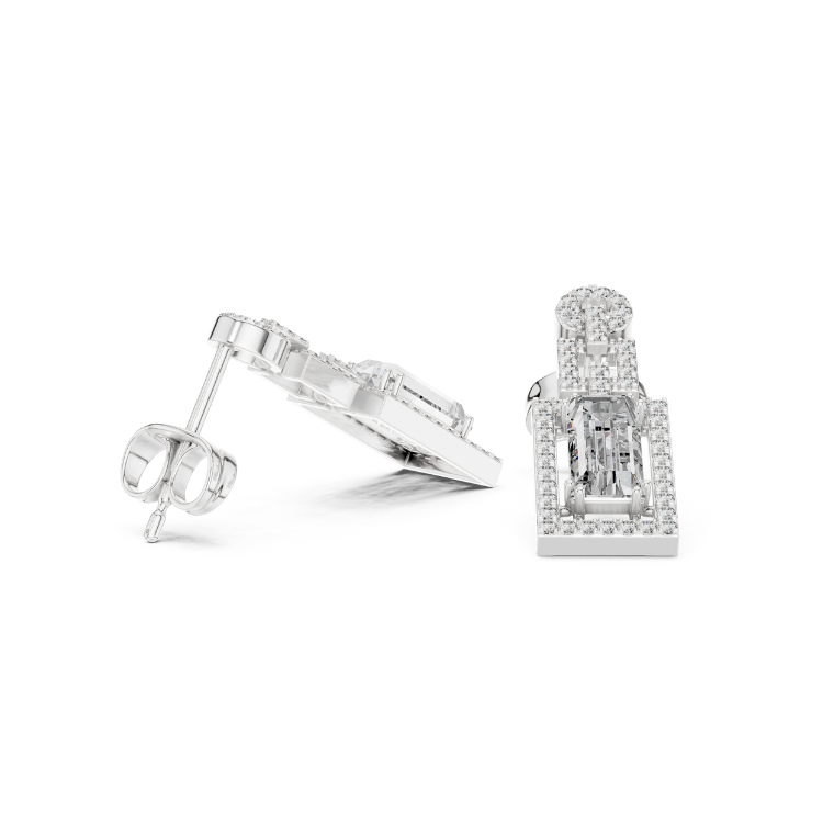 Art Deco Emerald-Cut Diamond Drop Earrings i