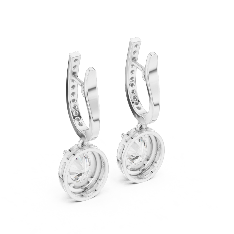 Floating Round Diamond Drop Earrings