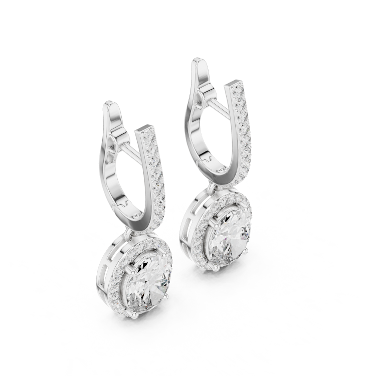Floating Round Diamond Drop Earrings