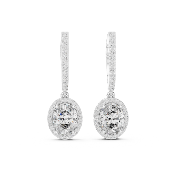 Floating Round Diamond Drop Earrings