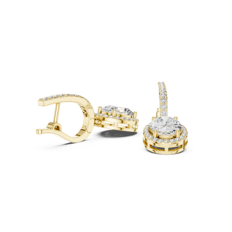 Floating Round Diamond Drop Earrings