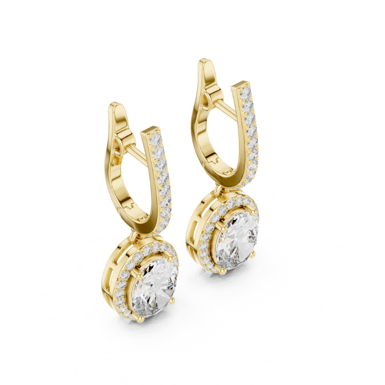 Floating Round Diamond Drop Earrings