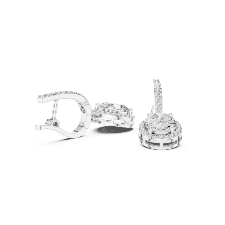 Floating Round Diamond Drop Earrings