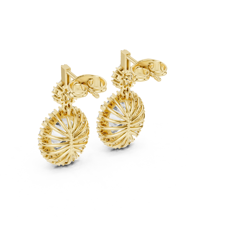 Classic Halo Round Diamond Drop Earrings