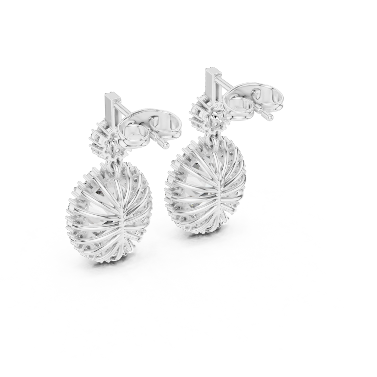 Classic Halo Round Diamond Drop Earrings
