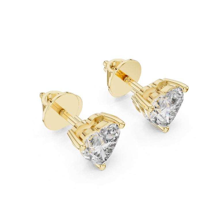 Heart-Shaped Diamond Solitaire Stud Earrings