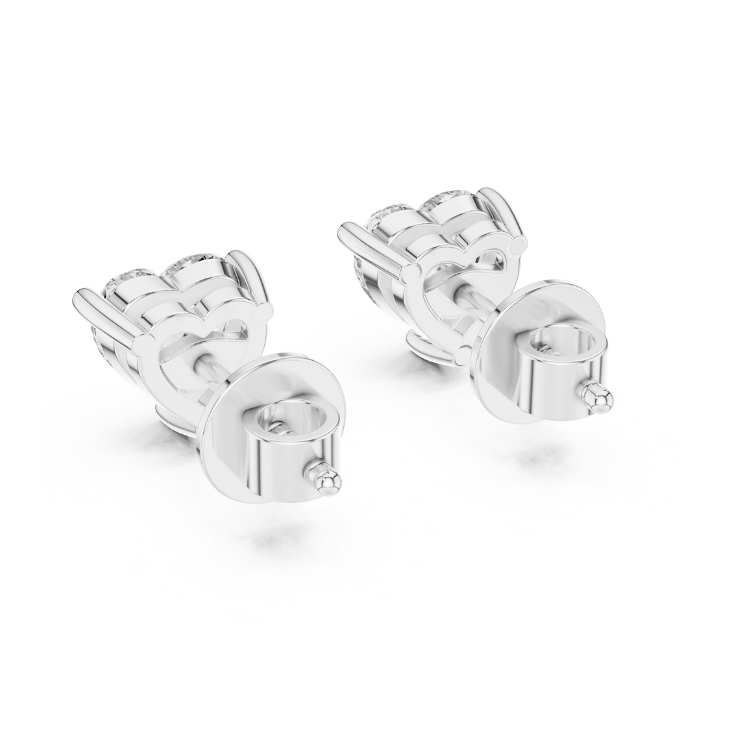Heart-Shaped Diamond Solitaire Stud Earrings