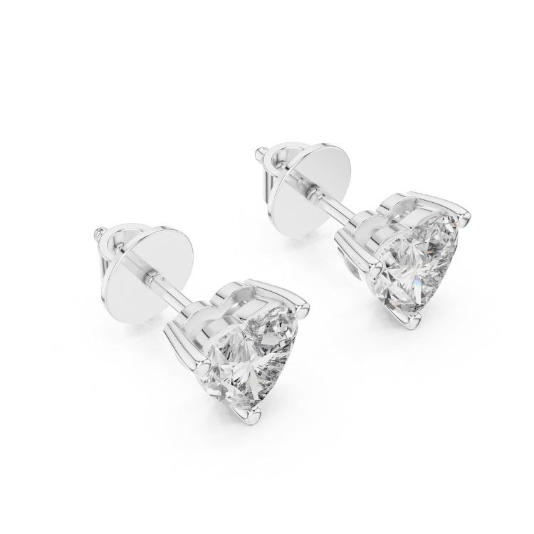 Heart-Shaped Diamond Solitaire Stud Earrings
