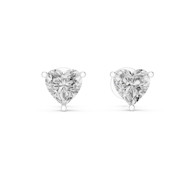 Heart-Shaped Diamond Solitaire Stud Earrings