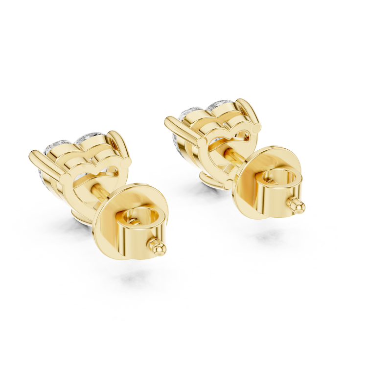 Heart-Shaped Diamond Solitaire Stud Earrings