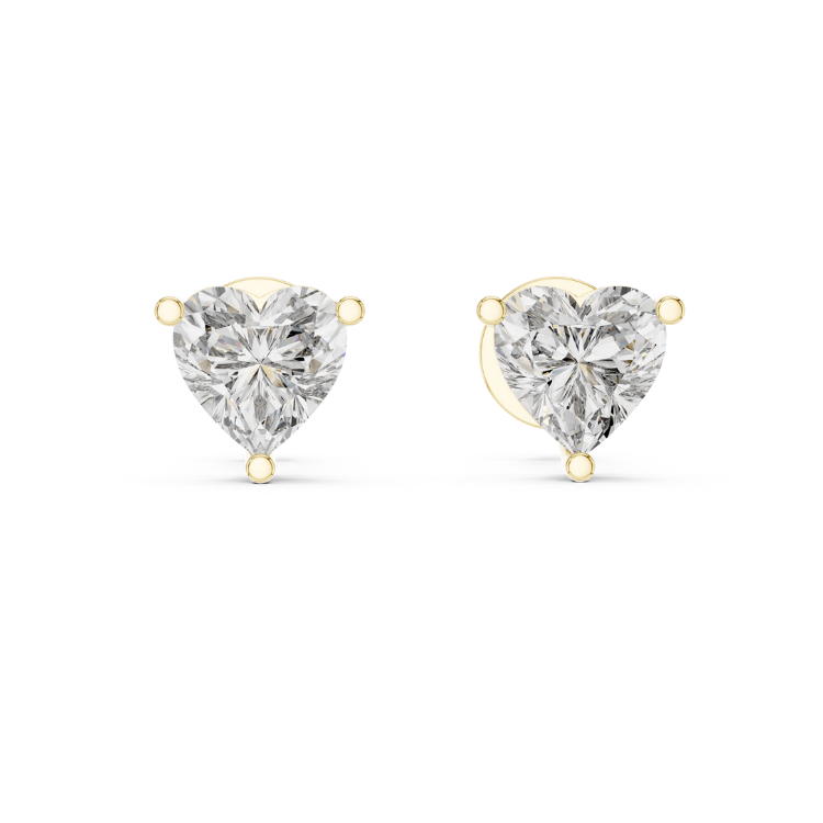 Heart-Shaped Diamond Solitaire Stud Earrings