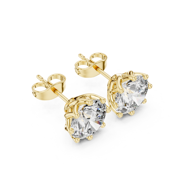 Lotus Crown Diamond Stud Earrings
