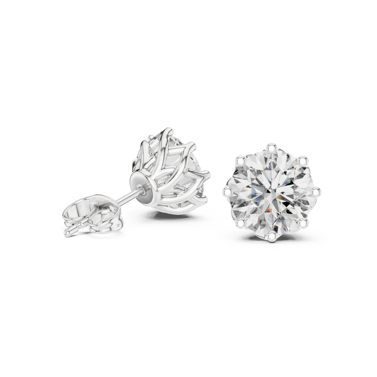 Round Solitaire Diamond Stud Earrings