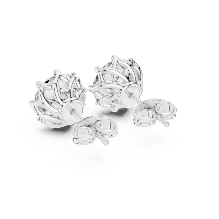 Lotus Crown Diamond Stud Earrings