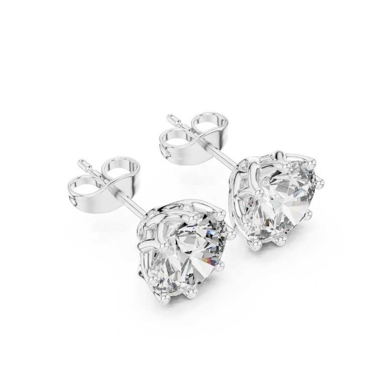 Lotus Crown Diamond Stud Earrings
