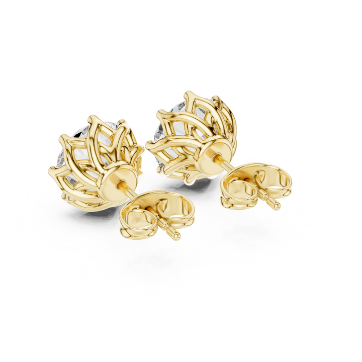Lotus Crown Diamond Stud Earrings