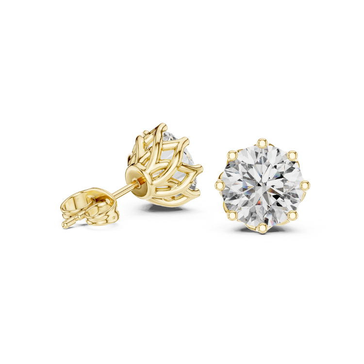 Lotus Crown Diamond Stud Earrings
