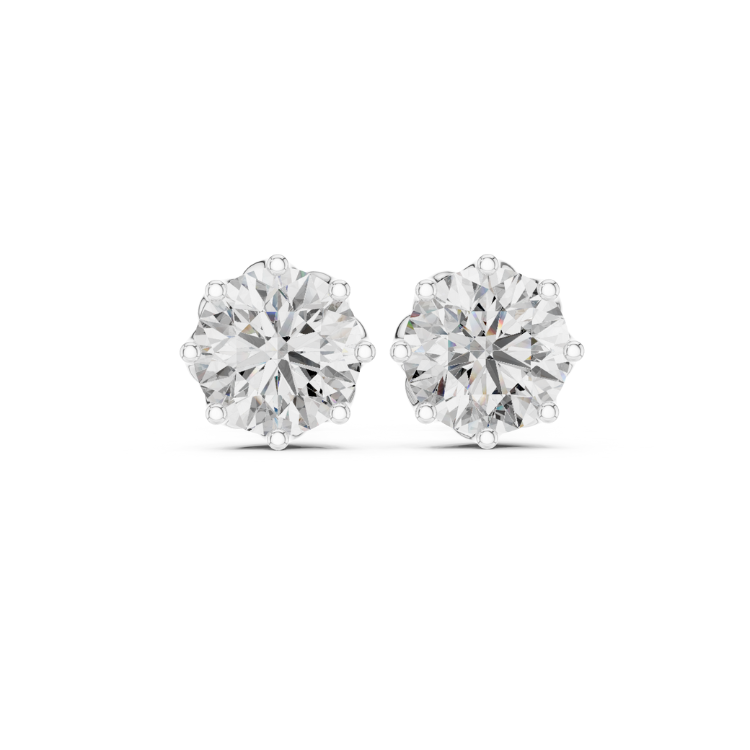 Lotus Crown Diamond Stud Earrings