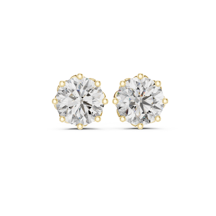 Round Solitaire Diamond Stud Earrings