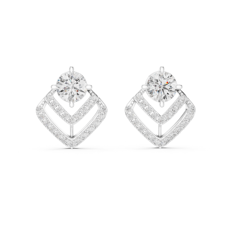 Geometric Cage Diamond Stud Earrings