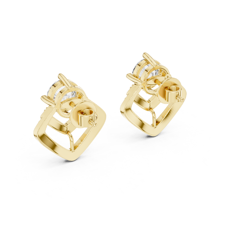 Geometric Cage Diamond Stud Earrings