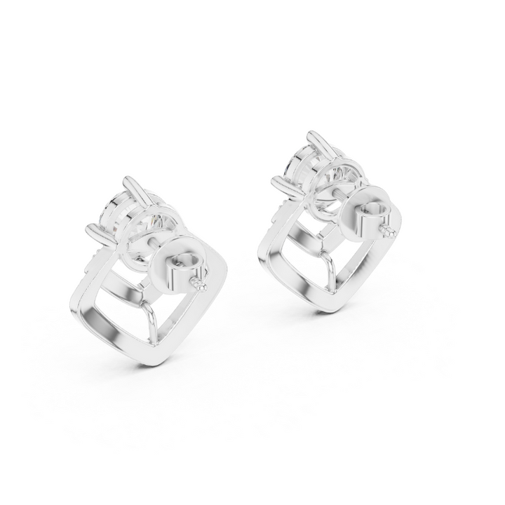 Geometric Cage Diamond Stud Earrings