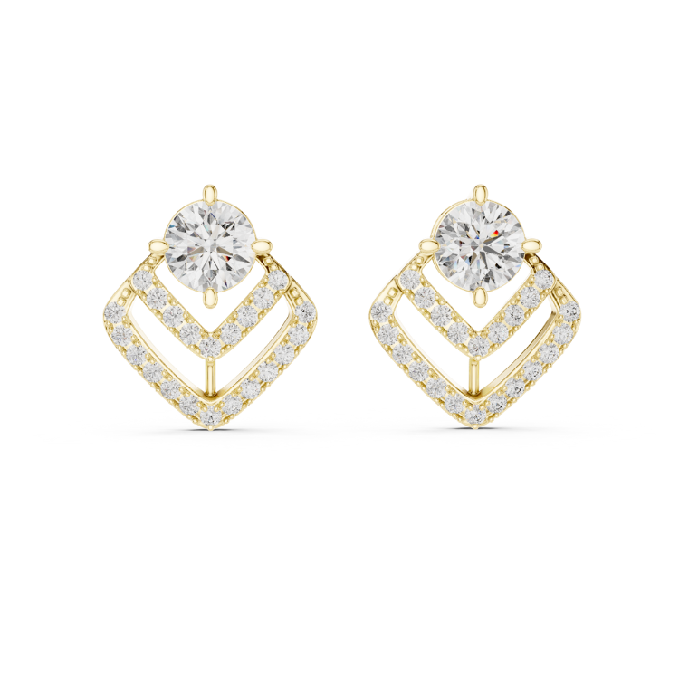 Geometric Cage Diamond Stud Earrings