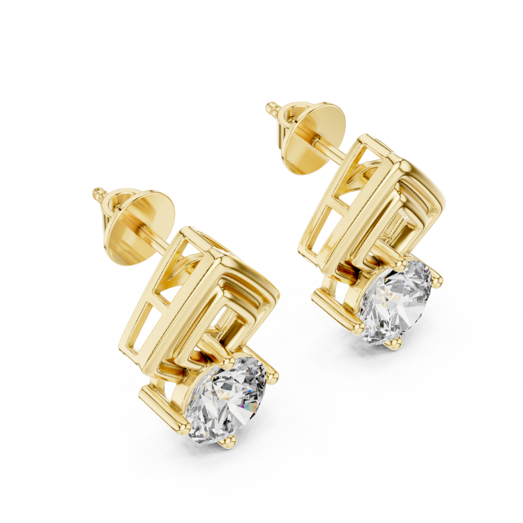 Art Deco-Inspired Round Diamond Stud Earrings