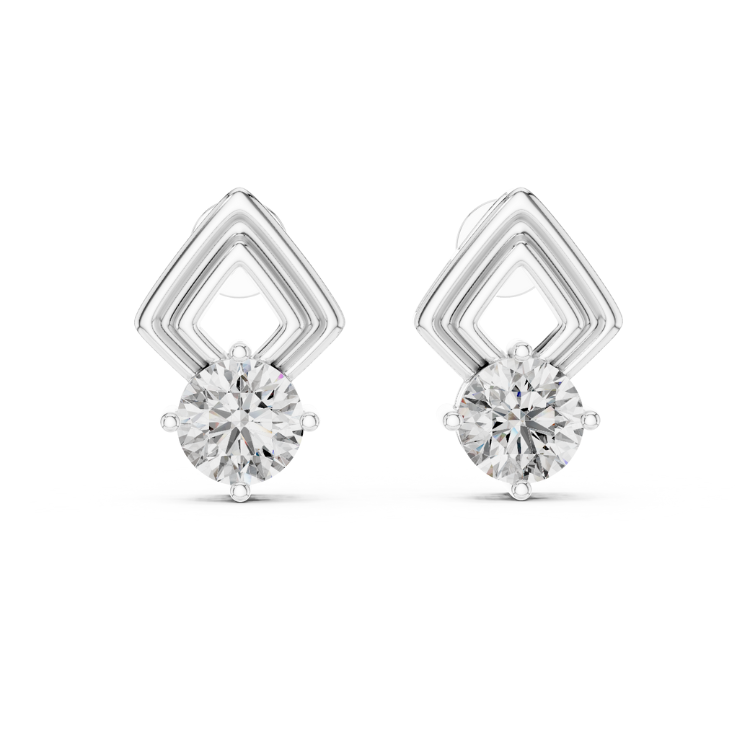 Art Deco-Inspired Round Diamond Stud Earrings