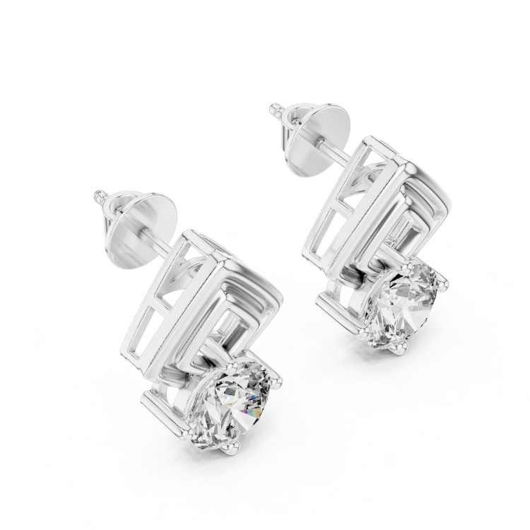 Art Deco-Inspired Round Diamond Stud Earrings