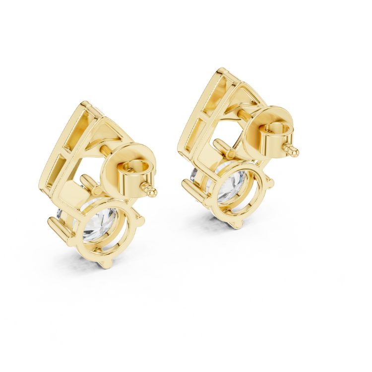 Art Deco-Inspired Round Diamond Stud Earrings