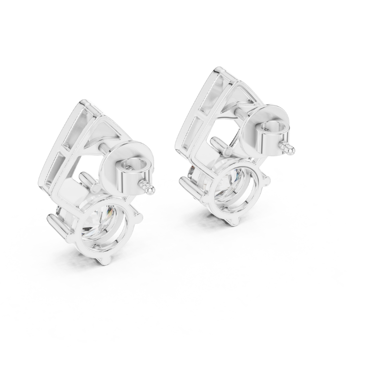 Art Deco-Inspired Round Diamond Stud Earrings