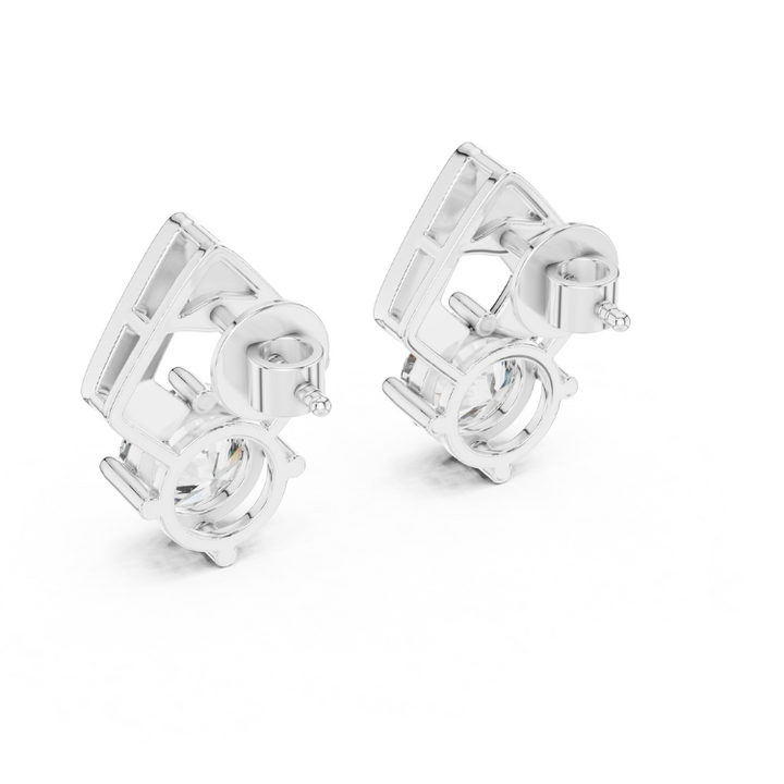 Art Deco-Inspired Round Diamond Stud Earrings