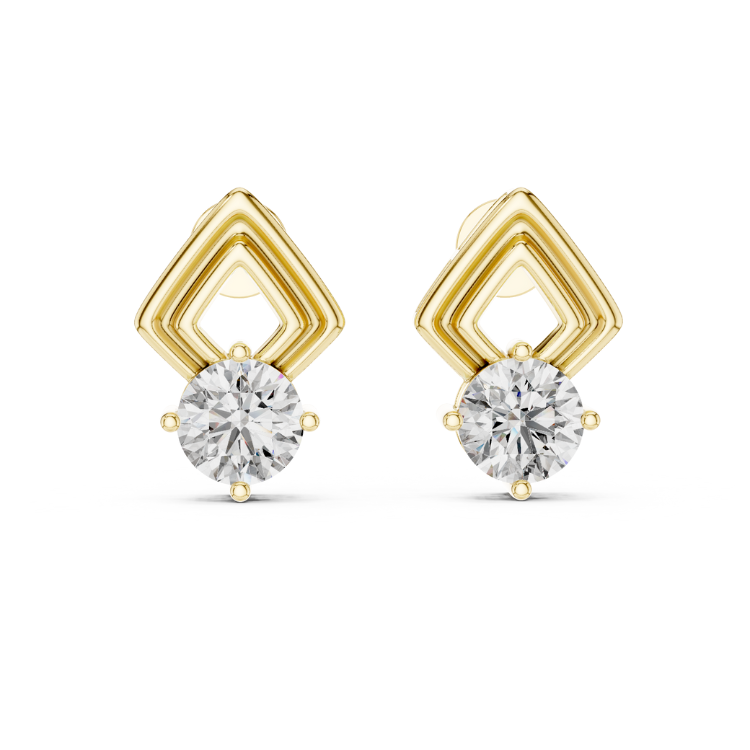 Art Deco-Inspired Round Diamond Stud Earrings