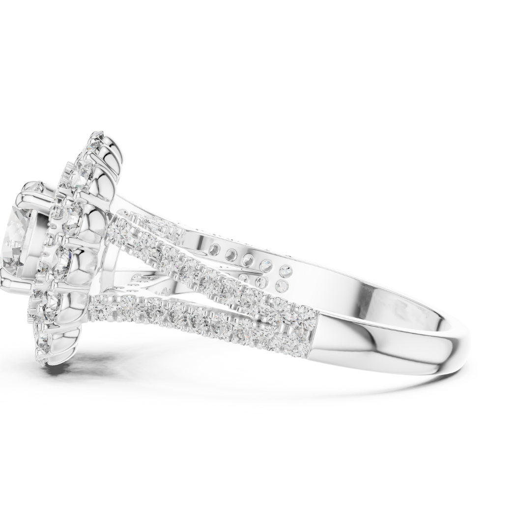 Double Halo Round Brilliant Diamond Engagement Ring
