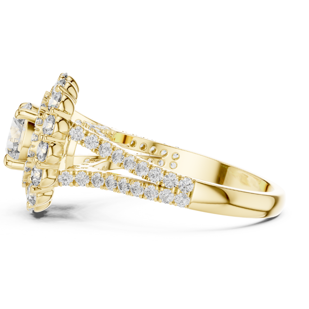 Double Halo Round Brilliant Diamond Engagement Ring